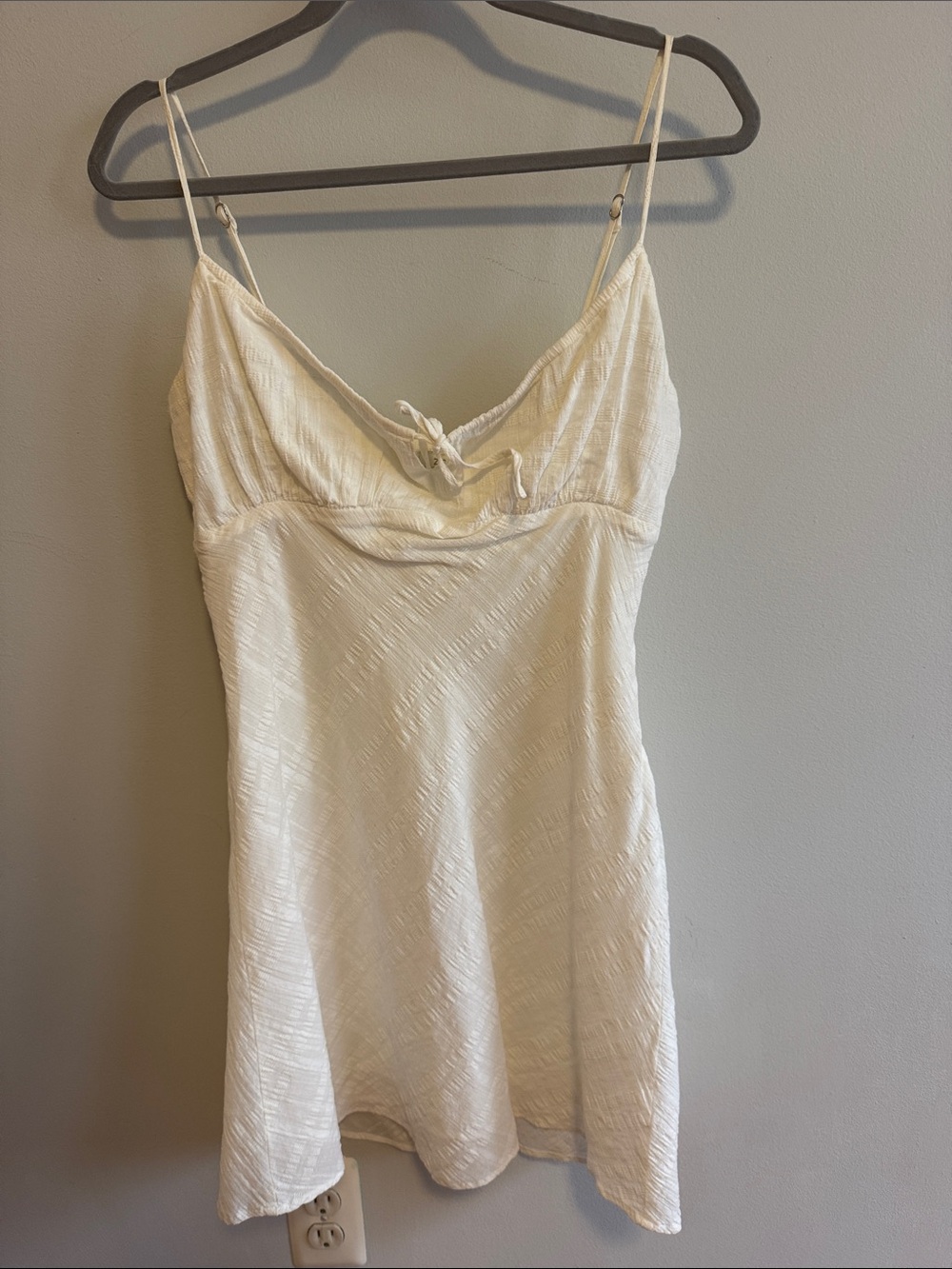Z Supply Cream Textured Slip with Front Tie and Adjustable Straps